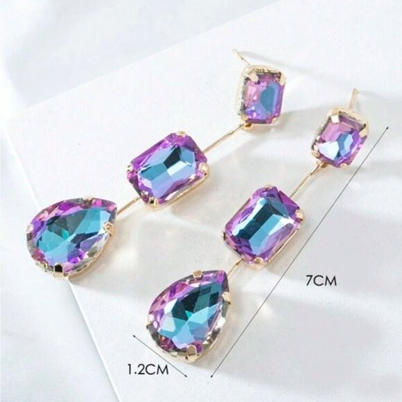 Sophisticated Purple and Blue Gemstone Earrings - Picture 2 of 2